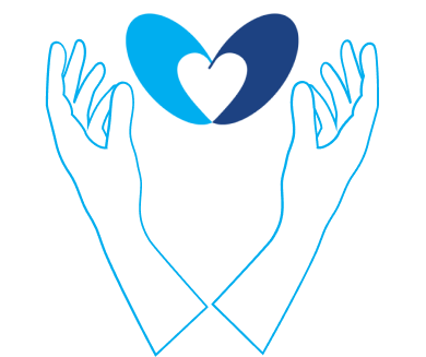 Carlson Cares Logo Illustration of Hands Holding a Heart Icon