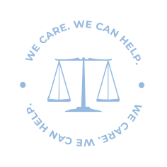 Carlson Law Firm We Care We Can Help Icon Image with Legal Scales