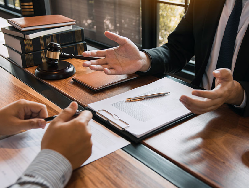 Legal themed image at desk