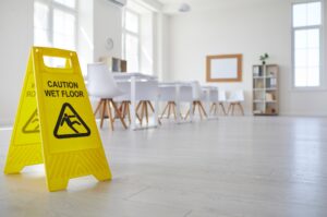 Image of facility with Caution Wet Floor Sign