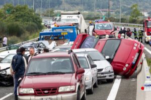 Image of multi car pileup on highway