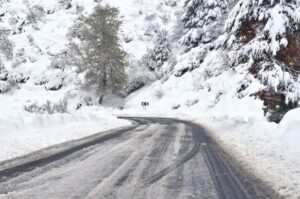 Image of icy snow covered road