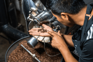 Image of man holding coffee beans