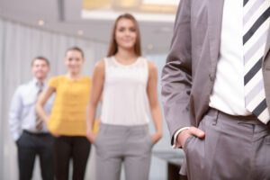 Business people standing in an office