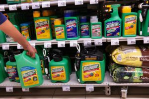 Image of person taking a container of Round Up off a store shelf