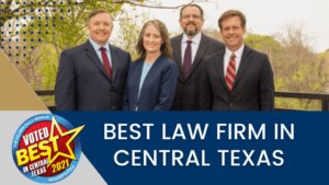 Graphic depicting Carlson Law Firm voted best law firm in central Texas