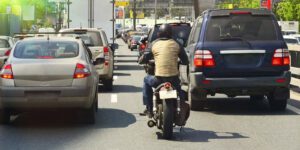 Image of motorcycle driving in traffic