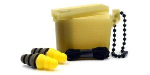 Image of yellow 3m earplugs with case