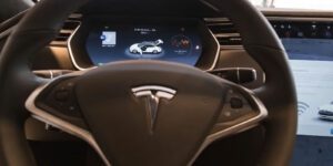 Image of interior console of a Tesla