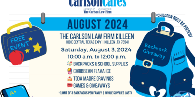 Carlson Law Firm Killeen BackPack Giveaway