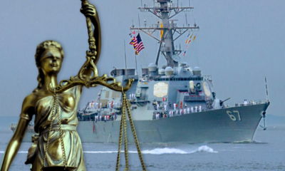 Lady Justice Statute In Front Of USS Cole