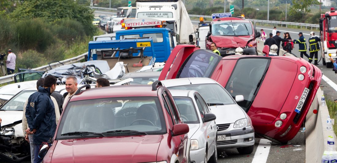 Image of multi car pileup on highway