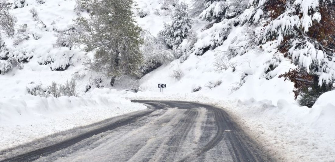 Image of icy snow covered road