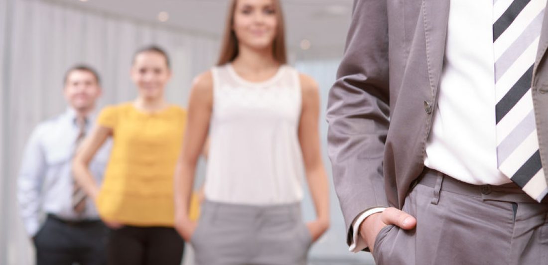 Business people standing in an office