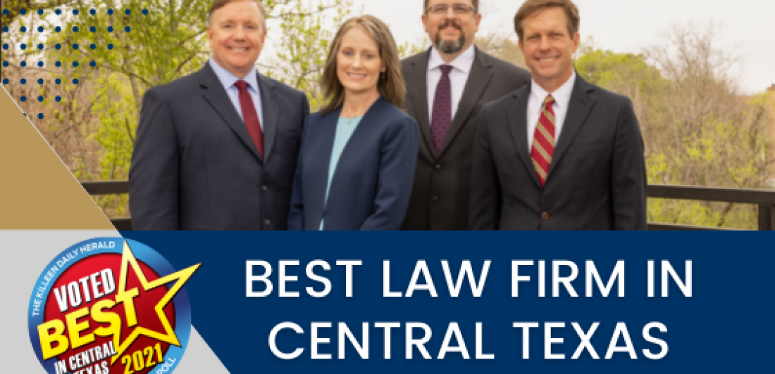 Graphic depicting Carlson Law Firm voted best law firm in central Texas