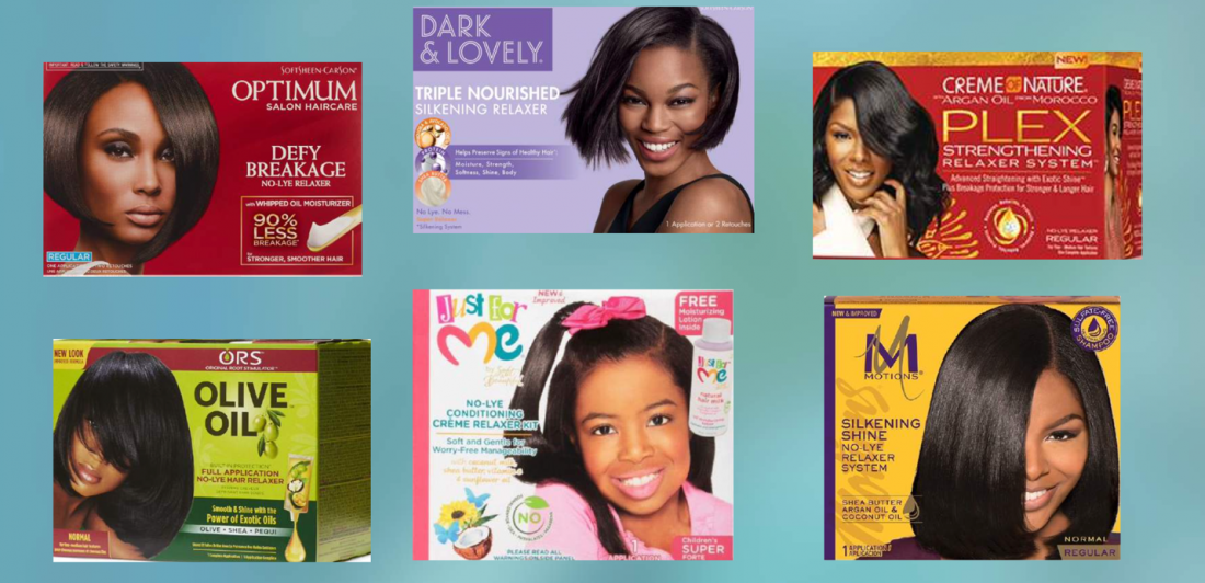 Image of various hair relaxer products