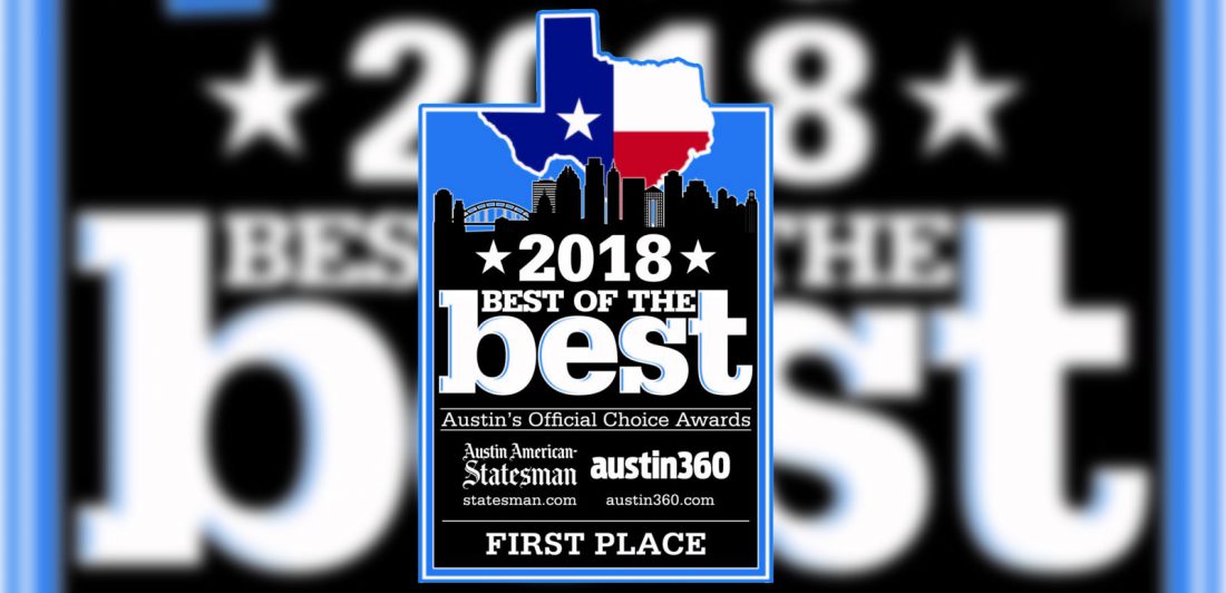 Graphic depicting The Carlson Law Firm receiving the Austin American Statesman best law firm in Austin in 2018 award