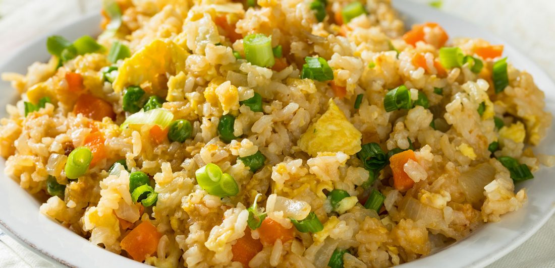 Image of fried rice on a white plate