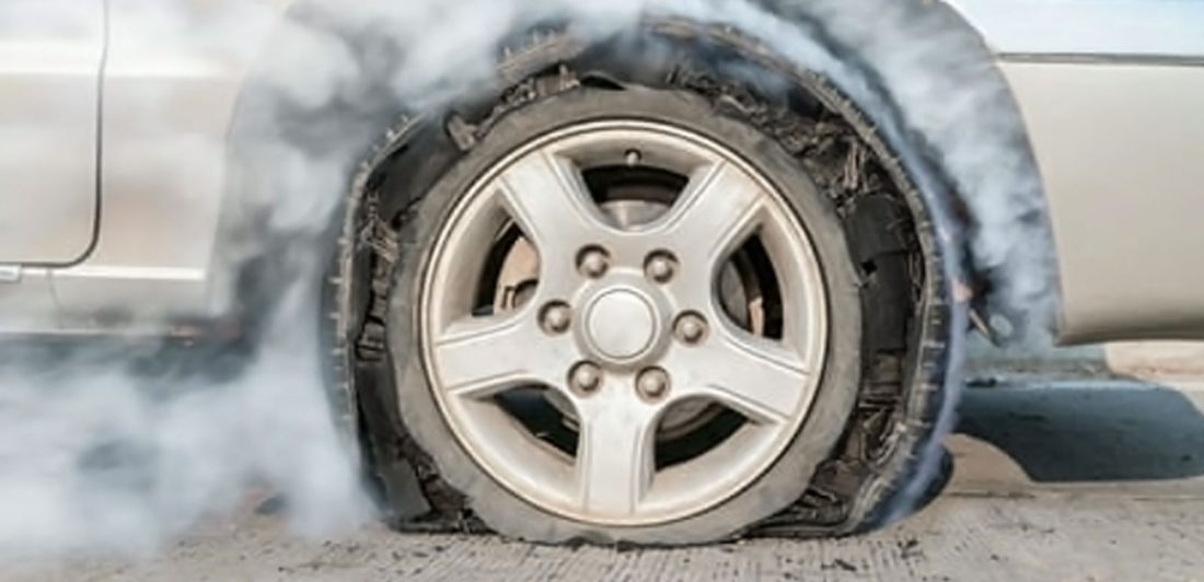 Image of a smoldering flat tire