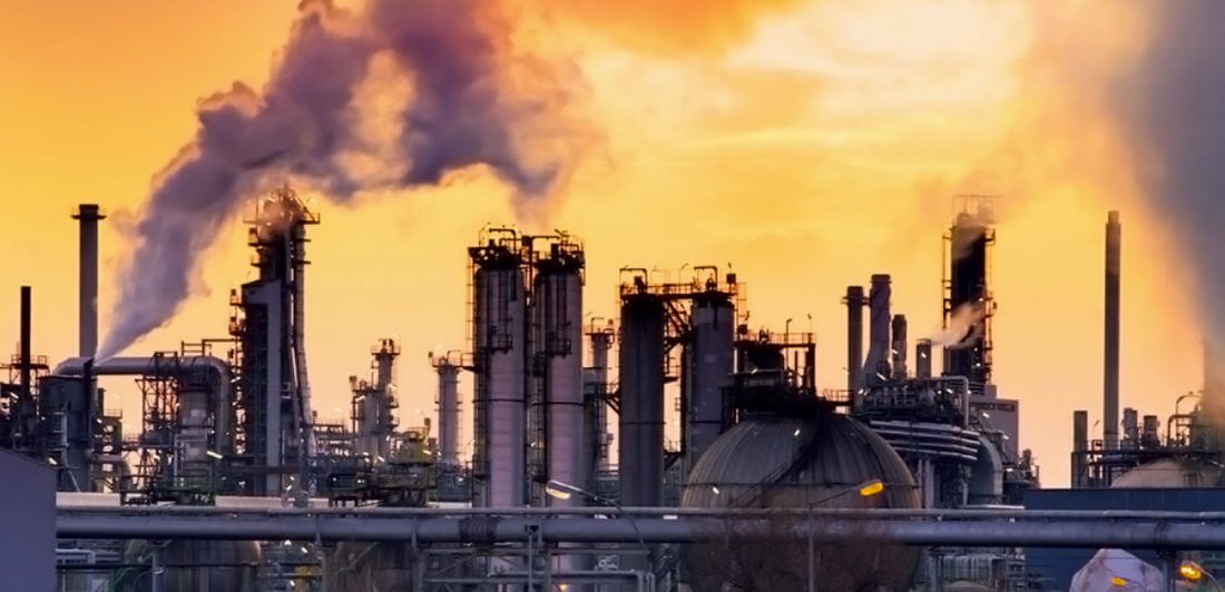 Image of a chemical plant at sunset